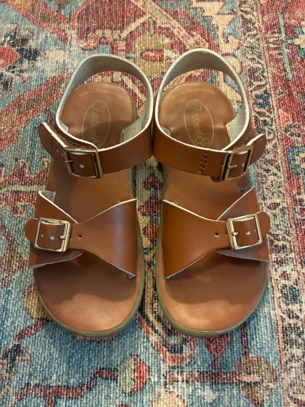 Footmates Size 10 Brown Leather Velcro Buckle Sandals